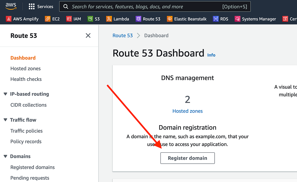 Click Register domain