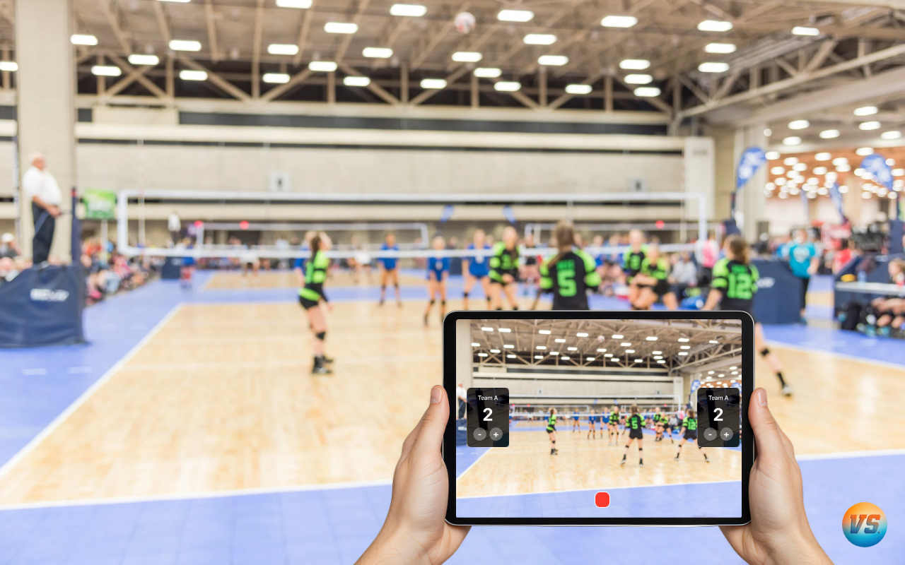 Varsity Score — live volleyball recording with score overlay